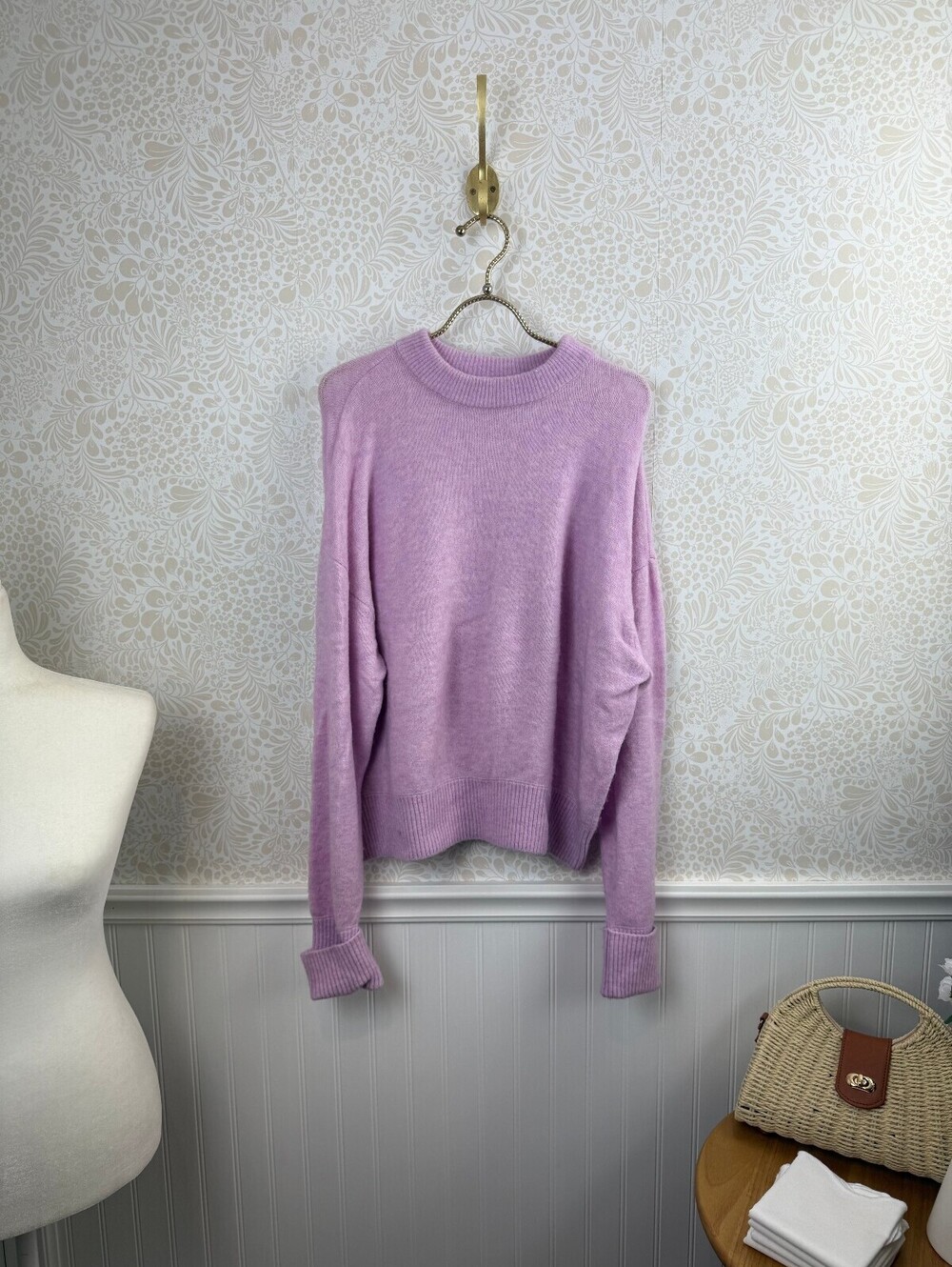 Pilcro by Anthropologie Oversized Purple Knit Ribbed Cuff Sweater - Size - XXS